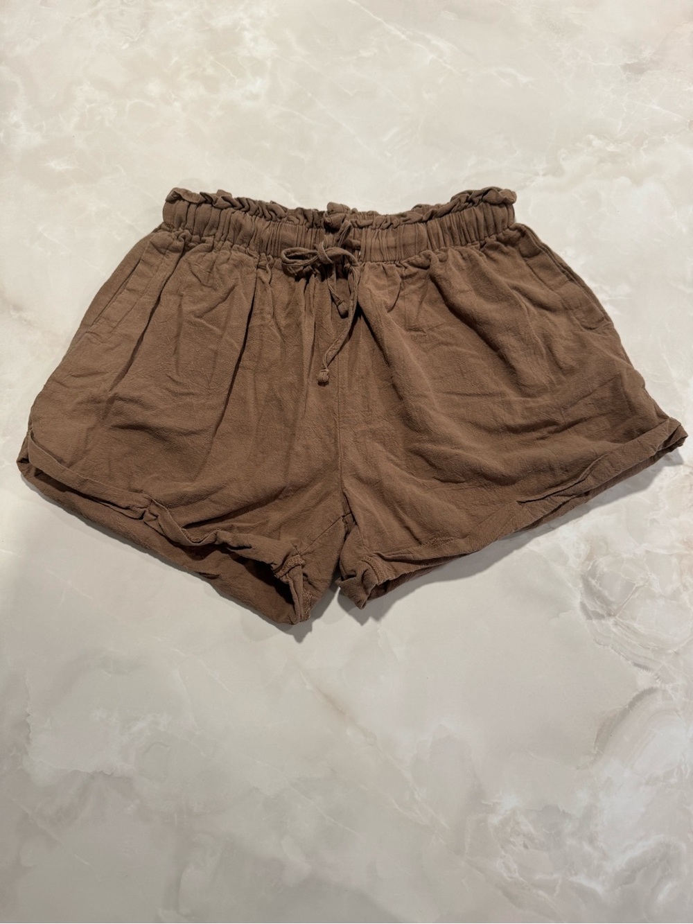 SHEIN Brown Elastic Waist Drawstring Women’s Athletic Shorts